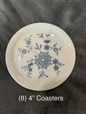 Seltmann Weiden Vintage Christina Porcelain Barvarian Blue Coaster Set of 8